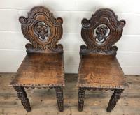 Pair of Antique Carved Oak Hall Chairs (3 of 11) Pair of Antique Carved Oak Hall Chairs (3 of 11)