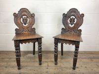 Pair of Antique Carved Oak Hall Chairs (4 of 11) Pair of Antique Carved Oak Hall Chairs (4 of 11)