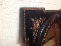 Very Fine Late 19th Century French Oval Wall Mirror Set in Obling Gesso Black Lacquered Frame with Roses to Each Corner (4 of 9) Very Fine Late 19th Century French Oval Wall Mirror Set in Obling Gesso Black Lacquered Frame with Roses to Each Corner (4 of 9)