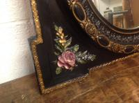 Very Fine Late 19th Century French Oval Wall Mirror Set in Obling Gesso Black Lacquered Frame with Roses to Each Corner (6 of 9) Very Fine Late 19th Century French Oval Wall Mirror Set in Obling Gesso Black Lacquered Frame with Roses to Each Corner (6 of 9)