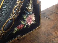 Very Fine Late 19th Century French Oval Wall Mirror Set in Obling Gesso Black Lacquered Frame with Roses to Each Corner (5 of 9) Very Fine Late 19th Century French Oval Wall Mirror Set in Obling Gesso Black Lacquered Frame with Roses to Each Corner (5 of 9)