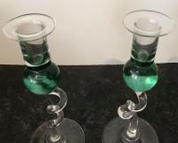 Pair of Vintage Green Glass Candlesticks (3 of 4) Pair of Vintage Green Glass Candlesticks (3 of 4)