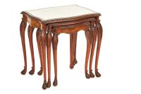 Burr Walnut & Carved Nest of 3 Tables c.1930 (2 of 6) Burr Walnut & Carved Nest of 3 Tables c.1930 (2 of 6)
