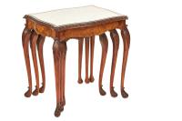 Burr Walnut & Carved Nest of 3 Tables c.1930 (6 of 6) Burr Walnut & Carved Nest of 3 Tables c.1930 (6 of 6)
