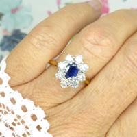 Vintage 18ct Sapphire & Diamond Oval Cluster Engagement Ring ~ with Independent Valuation (5 of 10) Vintage 18ct Sapphire & Diamond Oval Cluster Engagement Ring ~ with Independent Valuation (5 of 10)