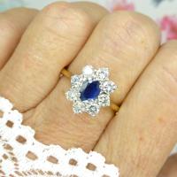 Vintage 18ct Sapphire & Diamond Oval Cluster Engagement Ring ~ with Independent Valuation (6 of 10) Vintage 18ct Sapphire & Diamond Oval Cluster Engagement Ring ~ with Independent Valuation (6 of 10)