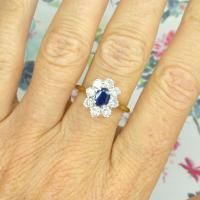 Vintage 18ct Sapphire & Diamond Oval Cluster Engagement Ring ~ with Independent Valuation (9 of 10) Vintage 18ct Sapphire & Diamond Oval Cluster Engagement Ring ~ with Independent Valuation (9 of 10)