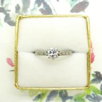 Art Deco 18ct White Gold & Platinum Old European Cut Diamond Solitaire Engagement Ring ~ with Independent Report (10 of 11) Art Deco 18ct White Gold & Platinum Old European Cut Diamond Solitaire Engagement Ring ~ with Independent Report (10 of 11)