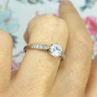 Art Deco 18ct White Gold & Platinum Old European Cut Diamond Solitaire Engagement Ring ~ with Independent Report (6 of 11) Art Deco 18ct White Gold & Platinum Old European Cut Diamond Solitaire Engagement Ring ~ with Independent Report (6 of 11)