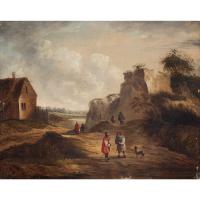 19th Century Dutch School Landscape with Villagers, Oil Painting (2 of 13) 19th Century Dutch School Landscape with Villagers, Oil Painting (2 of 13)