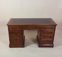 Victorian Gothic Oak 9 Drawer Pedestal Desk with Leather Top (4 of 13) Victorian Gothic Oak 9 Drawer Pedestal Desk with Leather Top (4 of 13)