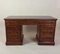 Victorian Gothic Oak 9 Drawer Pedestal Desk with Leather Top (5 of 13) Victorian Gothic Oak 9 Drawer Pedestal Desk with Leather Top (5 of 13)