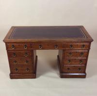 Victorian Gothic Oak 9 Drawer Pedestal Desk with Leather Top (6 of 13) Victorian Gothic Oak 9 Drawer Pedestal Desk with Leather Top (6 of 13)