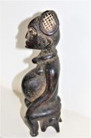 Pair of Finely Carved Wood Yoruba Figures with Elaborate Headdress Both Seated on Turtles (8 of 8) Pair of Finely Carved Wood Yoruba Figures with Elaborate Headdress Both Seated on Turtles (8 of 8)