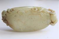 Chinese Carved Jade Brush Washer in the Form of a Lily Pad with an animal on each end (3 of 6) Chinese Carved Jade Brush Washer in the Form of a Lily Pad with an animal on each end (3 of 6)
