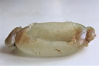 Chinese Carved Jade Brush Washer in the Form of a Lily Pad with an animal on each end (4 of 6) Chinese Carved Jade Brush Washer in the Form of a Lily Pad with an animal on each end (4 of 6)