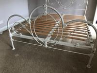 1960s Decorative Double Iron Bed Frame Painted White with Base (3 of 3) 1960s Decorative Double Iron Bed Frame Painted White with Base (3 of 3)