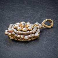 Antique Victorian Pearl Diamond Flower Pendant 18ct Gold C.1890 (5 of 6) Antique Victorian Pearl Diamond Flower Pendant 18ct Gold C.1890 (5 of 6)