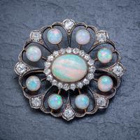 Antique Victorian Opal Diamond Brooch Natural 5.1ct Opals c.1890 (6 of 6) Antique Victorian Opal Diamond Brooch Natural 5.1ct Opals c.1890 (6 of 6)