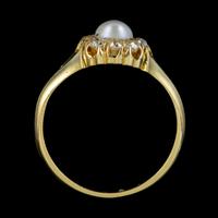 Antique Victorian Pearl Diamond Cluster Ring 18ct Gold c.1890 (5 of 5) Antique Victorian Pearl Diamond Cluster Ring 18ct Gold c.1890 (5 of 5)