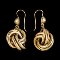 Antique Victorian Lovers Knot Drop Earrings 18ct Gold c.1890 (3 of 5) Antique Victorian Lovers Knot Drop Earrings 18ct Gold c.1890 (3 of 5)