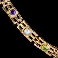 Antique Suffragette Gate Bracelet Peridot Pearl Amethyst 9ct Gold c.1915 (3 of 5) Antique Suffragette Gate Bracelet Peridot Pearl Amethyst 9ct Gold c.1915 (3 of 5)