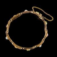 Antique Suffragette Gate Bracelet Peridot Pearl Amethyst 9ct Gold c.1915 (5 of 5) Antique Suffragette Gate Bracelet Peridot Pearl Amethyst 9ct Gold c.1915 (5 of 5)