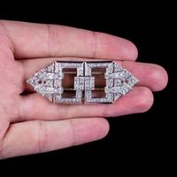Art Deco French Diamond Double Clip Brooch 18ct Gold 3ct Diamonds Boxed c.1930 (8 of 9) Art Deco French Diamond Double Clip Brooch 18ct Gold 3ct Diamonds Boxed c.1930 (8 of 9)