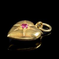 Antique Victorian Ruby Heart Pendant 15ct Gold c.1880 (4 of 4) Antique Victorian Ruby Heart Pendant 15ct Gold c.1880 (4 of 4)