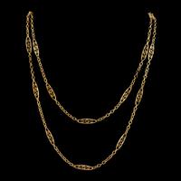 Antique French Sautoir Chain Silver 18ct Gold Gilt c.1900 (4 of 5) Antique French Sautoir Chain Silver 18ct Gold Gilt c.1900 (4 of 5)