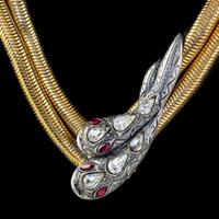 Vintage Double Snake Paste Stone Collar Necklace (4 of 6) Vintage Double Snake Paste Stone Collar Necklace (4 of 6)