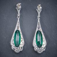 Art Deco Green Paste Drop Earrings Silver c.1920 (6 of 6) Art Deco Green Paste Drop Earrings Silver c.1920 (6 of 6)