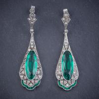 Art Deco Green Paste Drop Earrings Silver c.1920 (3 of 6) Art Deco Green Paste Drop Earrings Silver c.1920 (3 of 6)