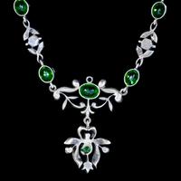 Antique Edwardian Green Paste Lavaliere Necklace Sterling Silver c.1905 (2 of 8) Antique Edwardian Green Paste Lavaliere Necklace Sterling Silver c.1905 (2 of 8)