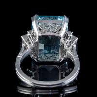 Art Deco Aquamarine Diamond Ring Platinum 13.17ct Emerald Cut Aqua c.1920 (2 of 6) Art Deco Aquamarine Diamond Ring Platinum 13.17ct Emerald Cut Aqua c.1920 (2 of 6)