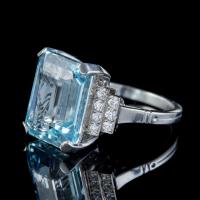 Art Deco Aquamarine Diamond Ring Platinum 13.17ct Emerald Cut Aqua c.1920 (4 of 6) Art Deco Aquamarine Diamond Ring Platinum 13.17ct Emerald Cut Aqua c.1920 (4 of 6)