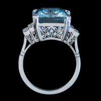 Art Deco Aquamarine Diamond Ring Platinum 13.17ct Emerald Cut Aqua c.1920 (6 of 6) Art Deco Aquamarine Diamond Ring Platinum 13.17ct Emerald Cut Aqua c.1920 (6 of 6)