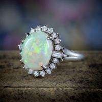 Vintage Opal Diamond Ring Platinum 6ct Natural Opal c.1960 (2 of 7) Vintage Opal Diamond Ring Platinum 6ct Natural Opal c.1960 (2 of 7)