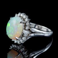 Vintage Opal Diamond Ring Platinum 6ct Natural Opal c.1960 (5 of 7) Vintage Opal Diamond Ring Platinum 6ct Natural Opal c.1960 (5 of 7)