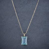 Art Deco Aquamarine Pendant Necklace 30ct Emerald Cut Aqua 14ct Gold (4 of 9) Art Deco Aquamarine Pendant Necklace 30ct Emerald Cut Aqua 14ct Gold (4 of 9)
