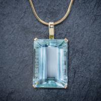 Art Deco Aquamarine Pendant Necklace 30ct Emerald Cut Aqua 14ct Gold (3 of 9) Art Deco Aquamarine Pendant Necklace 30ct Emerald Cut Aqua 14ct Gold (3 of 9)