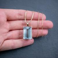 Art Deco Aquamarine Pendant Necklace 30ct Emerald Cut Aqua 14ct Gold (9 of 9) Art Deco Aquamarine Pendant Necklace 30ct Emerald Cut Aqua 14ct Gold (9 of 9)