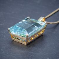 Art Deco Aquamarine Pendant Necklace 30ct Emerald Cut Aqua 14ct Gold (5 of 9) Art Deco Aquamarine Pendant Necklace 30ct Emerald Cut Aqua 14ct Gold (5 of 9)