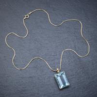 Art Deco Aquamarine Pendant Necklace 30ct Emerald Cut Aqua 14ct Gold (7 of 9) Art Deco Aquamarine Pendant Necklace 30ct Emerald Cut Aqua 14ct Gold (7 of 9)