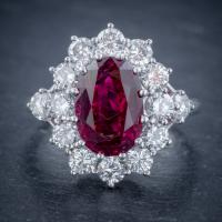 Vintage Ruby Diamond Cluster Ring Natural 3.20ct Ruby 2.50ct Diamonds 18ct White Gold Cert (4 of 8) Vintage Ruby Diamond Cluster Ring Natural 3.20ct Ruby 2.50ct Diamonds 18ct White Gold Cert (4 of 8)