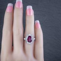 Vintage Ruby Diamond Cluster Ring Natural 3.20ct Ruby 2.50ct Diamonds 18ct White Gold Cert (5 of 8) Vintage Ruby Diamond Cluster Ring Natural 3.20ct Ruby 2.50ct Diamonds 18ct White Gold Cert (5 of 8)