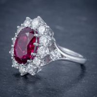 Vintage Ruby Diamond Cluster Ring Natural 3.20ct Ruby 2.50ct Diamonds 18ct White Gold Cert (6 of 8) Vintage Ruby Diamond Cluster Ring Natural 3.20ct Ruby 2.50ct Diamonds 18ct White Gold Cert (6 of 8)