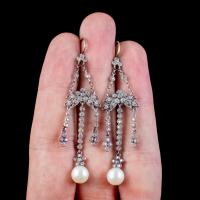 Antique Pearl Paste Chandelier Earrings Silver c.1915 (4 of 4) Antique Pearl Paste Chandelier Earrings Silver c.1915 (4 of 4)