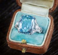 Vintage Aquamarine Diamond Ring Platinum 8ct Briolette Cut Aqua (2 of 7) Vintage Aquamarine Diamond Ring Platinum 8ct Briolette Cut Aqua (2 of 7)