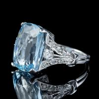 Vintage Aquamarine Diamond Ring Platinum 8ct Briolette Cut Aqua (6 of 7) Vintage Aquamarine Diamond Ring Platinum 8ct Briolette Cut Aqua (6 of 7)